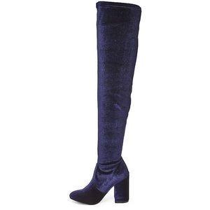 Steve Madden Navy Blue Velvet Over The Knee Boots